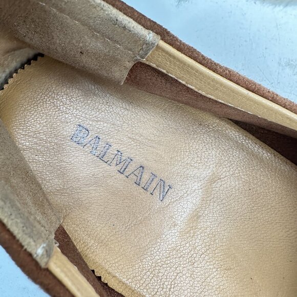 Balmain Men Size 44 US 11 Brown Suede Tassel Slip On Loafer Dress Shoe - Picture 9 of 12